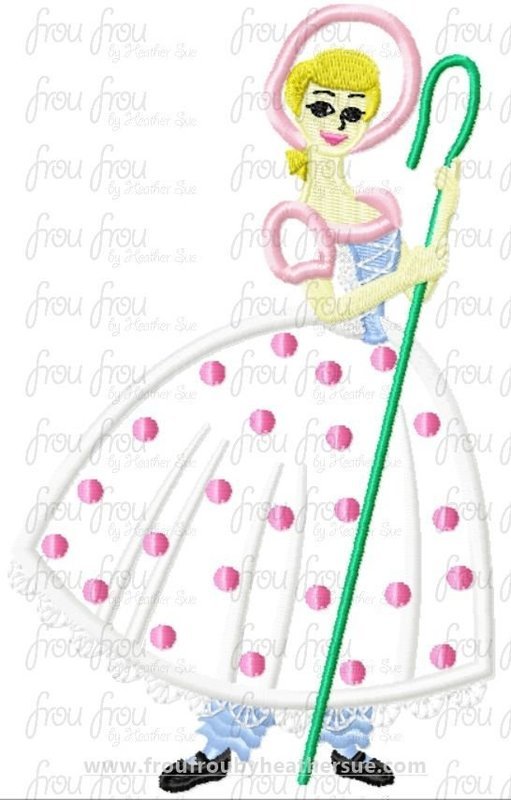 BoPeep Doll Toy Movie Machine Applique Embroidery Design, 4"-16"