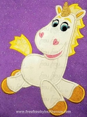 Butter Cup Unicorn Horse Toy Movie Machine Applique Embroidery Design, 4"-16"