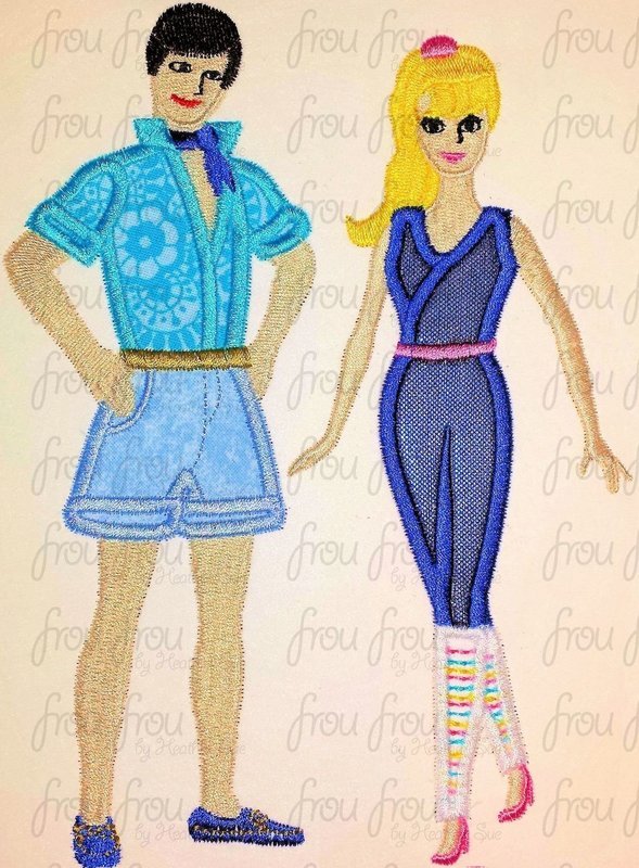 Barb Doll and Kenneth Toy Movie THREE Design SET Machine Applique Embroidery Design, 4"-16"