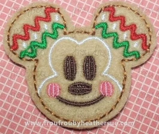 Clippie Gingerbread Mister Mouse Head With Face Machine Embroidery In The Hoop Project 1.5, 2, 3, and 4 inch