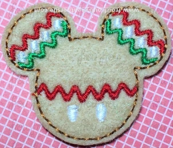Clippie Gingerbread Mister Mouse  Head Machine Embroidery In The Hoop Project 1.5, 2, 3, and 4 inch