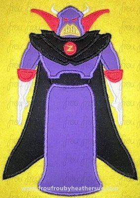 Zorg Evil Emperor Villain Toy Movie Machine Applique and Filled Embroidery Design, 3