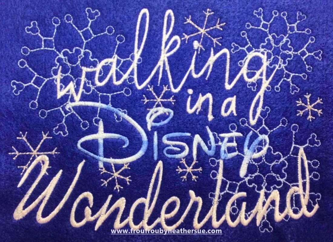 Walking in a Dis Wonderland Christmas Winter Machine Embroidery Design, multiple sizes including 4&quot;-16&quot;