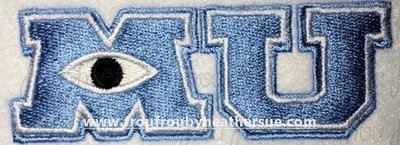 Monsters College Logo Movie machine embroidery design, multiple sizes including 2