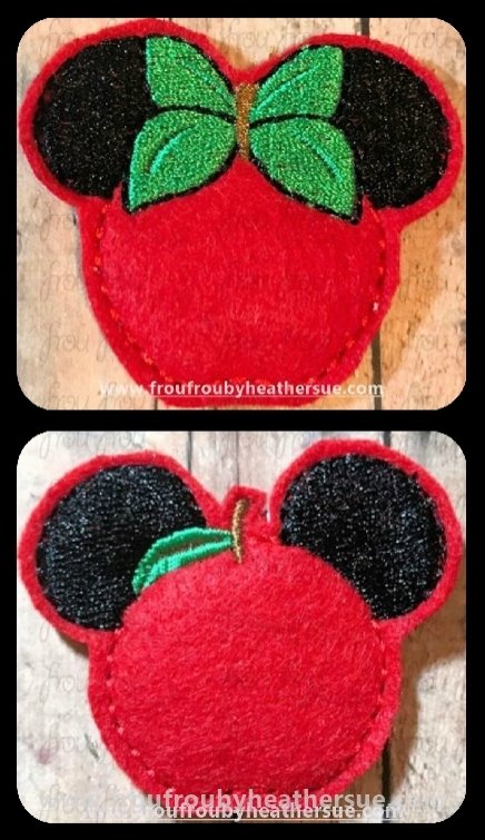 Clippie Apple Mister and Miss Mouse Heads TWO Design SET Machine Embroidery In The Hoop Project 1.5, 2, 3, and 4 inch