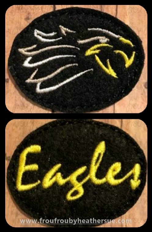 Clippie Eagles Sketch and cursive wording TWO Design SET Mascot Machine Embroidery In The Hoop Project  1.5, 2, 3, and 4 inch
