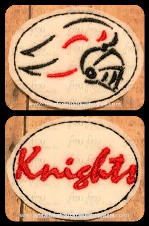 Clippie Knights Sketch and cursive wording TWO Design SET Mascot Machine Embroidery In The Hoop Project  1.5, 2, 3, and 4 inch