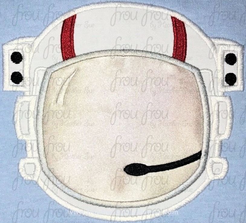 Astronaut Helmet Machine Applique and Filled Embroidery Design, Multiple Sizes- 2