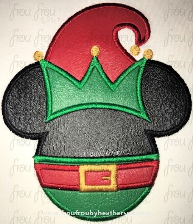 Elf Mister Mouse Head Wearing Pants Machine Applique and filled Embroidery Designs, multiple sizes including 2&quot;-16&quot;