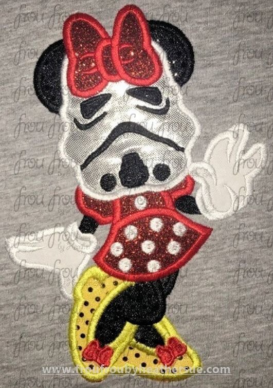 Space Trooper Mask Miss Mouse Space Wars Machine Applique Embroidery Design Multiple Sizes, including 4&quot;-16&quot;