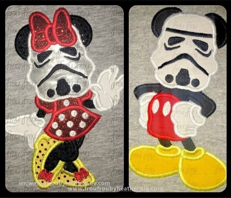 Space Trooper Mask Mister and Miss Mouse Space Wars TWO Design SET Machine Applique Embroidery Design Multiple Sizes, including 4&quot;-16&quot;