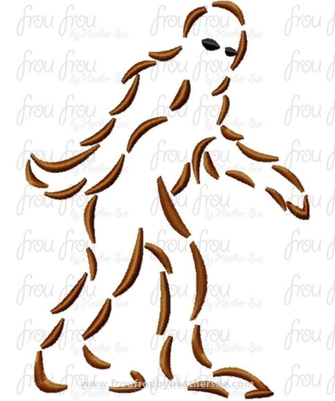 Sasquatch Sketch Machine Embroidery Design, Multiple sizes 1.5"-16"
