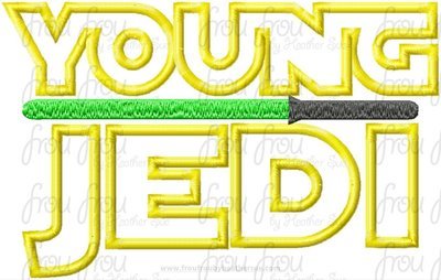 Young Jed Space Wars Wording Machine Applique Embroidery Design Multiple Sizes, including 4