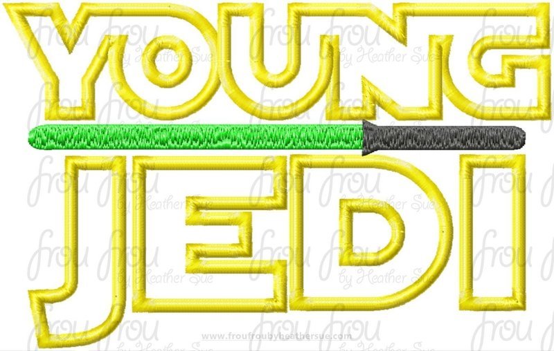 Young Jed Space Wars Wording Machine Applique Embroidery Design Multiple Sizes, including 4&quot;
