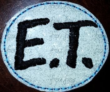 Clippie Extra Terrestrial Movie Logo Machine Embroidery In The Hoop Project 1.5, 2, 3, and 4 inch