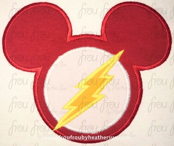 Lightning Bolt Super Hero Mister Mouse Head Machine Applique Embroidery Designs, multiple sizes including 1&quot;-16&quot;