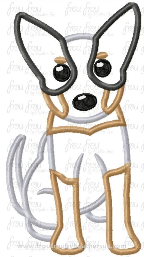 Blue Heeler Dog Machine Applique Embroidery Design, multiple sizes, including 4&quot;-16&quot;