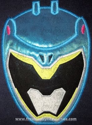 Blue Dinosaur Ranger Head Super Hero Machine Applique Embroidery Designs, multiple sizes including 2"-16"