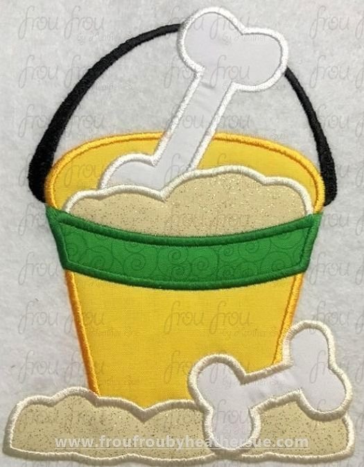 Beach Bucket and Shovel Plulo Dog Summer Machine Applique Embroidery Design, multiple sizes 3"-16"