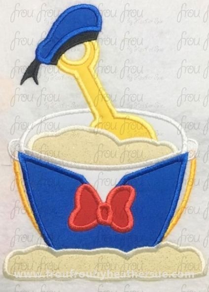 Beach Bucket and Shovel Don Duck Summer Machine Applique Embroidery Design, multiple sizes 3"-16"