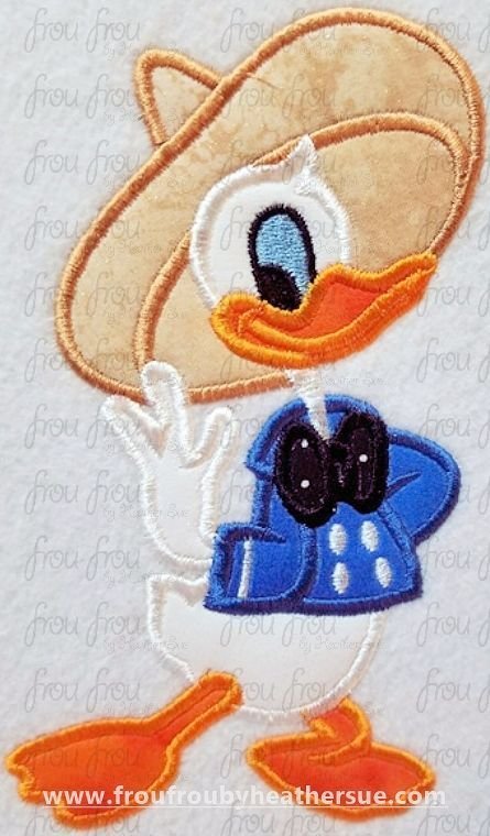 Caballero Don Duck Machine Applique Embroidery Design, Multiple Sizes, including  4&quot;-16&quot;