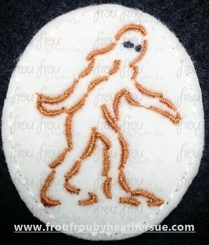 Clippie Sasquatch Sketch Machine Embroidery In The Hoop Project 1.5, 2, 3, and 4 inch