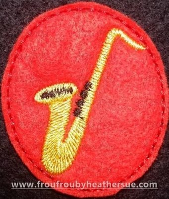Clippie Saxophone Marching Band Machine Embroidery In The Hoop Project 1.5, 2, 3, and 4 inch