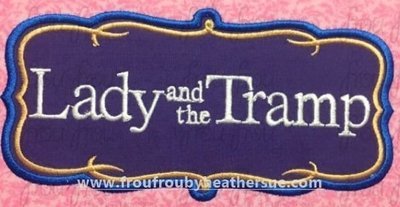 Laddy and Tamp Movie Logo Machine Applique Embroidery Design, Multiple Sizes 4"-16"