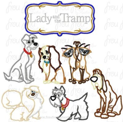 Laddy and Tamp SEVEN Design SET Machine Applique Embroidery Design, Multiple Sizes 3