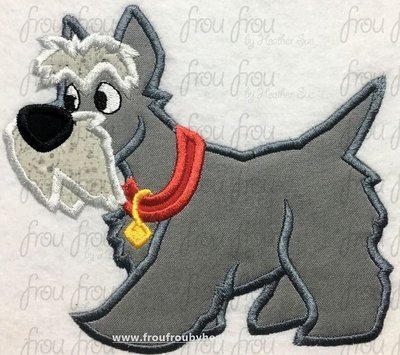 Jacques Dog Laddy and Tamp Machine Applique Embroidery Design, Multiple Sizes 4"-16"