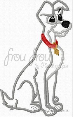 Tamp Dog Laddy and the Tamp Machine Applique Embroidery Design, Multiple Sizes 4"-16"
