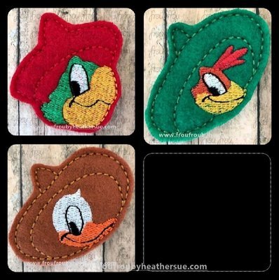 Three Caballeros Just Head Clippies THREE Design SET Machine Embroidery In The Hoop Project 1.5, 2, 3, and 4 inch