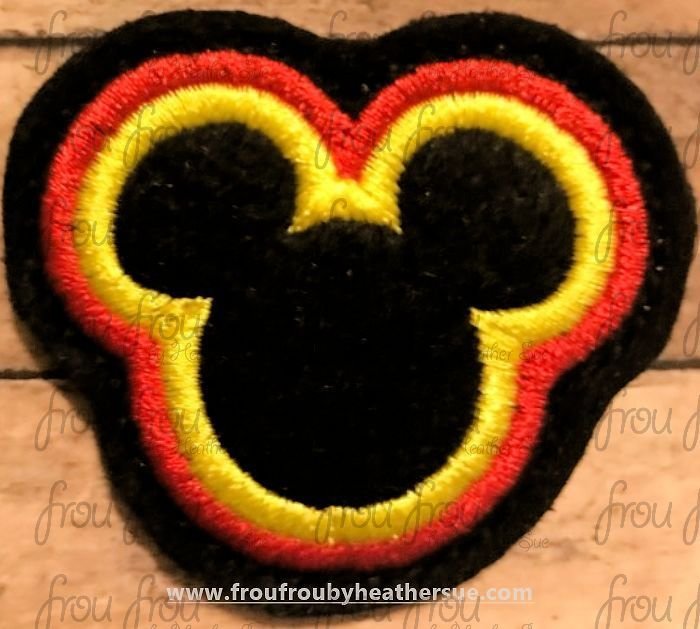 Clippie Triple Layer Mister Mouse Head Machine Embroidery In The Hoop Project  1.5, 2, 3, and 4 inch