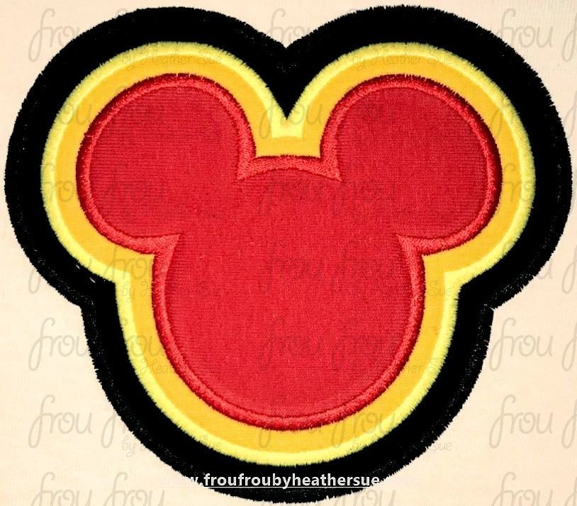 Triple Layer Mister Mouse Head Machine Applique Embroidery Designs, multiple sizes including 1&quot;-16&quot;