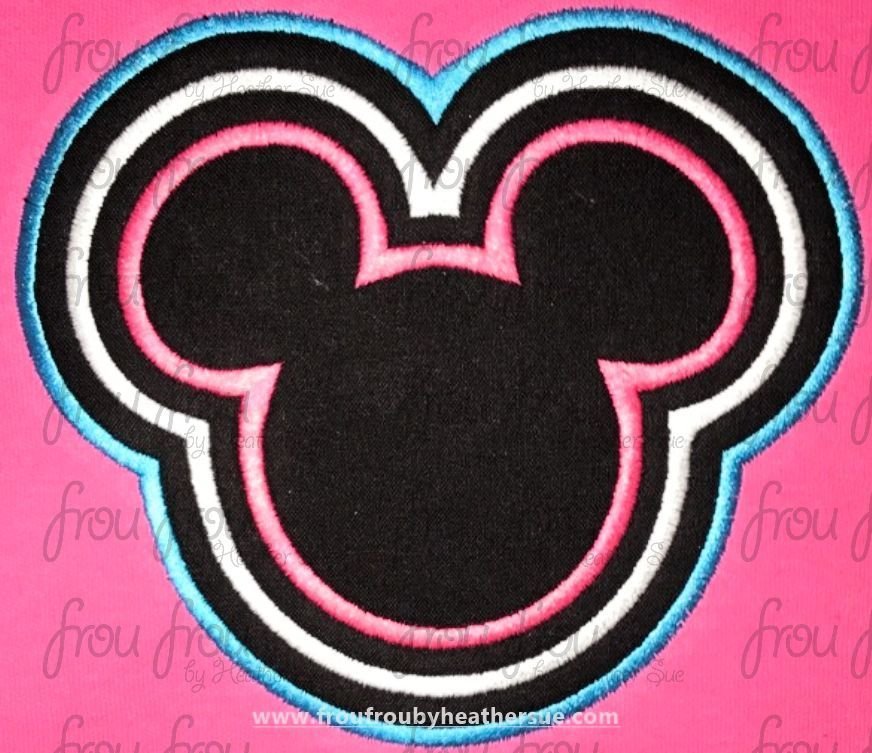 Triple Outline Mister Mouse Head Machine Applique Embroidery Designs, multiple sizes including 1&quot;-16&quot;