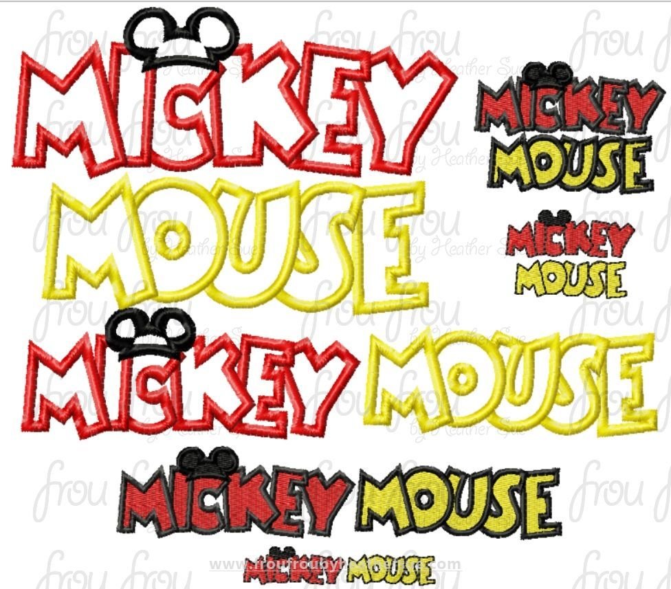 Mister Mouse Wording with Ears  TWO Version Machine Applique Embroidery Design, multiple sizes 1&quot;-16&quot;