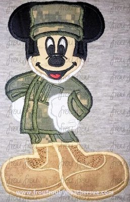 Military Fatigues Mister Mouse Full Body Machine Applique Embroidery Design, Multiple Sizes 4