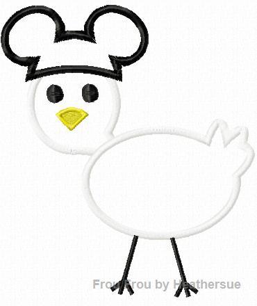 Stick Chicken Mister Mouse Machine Embroidery Design, multiple sizes including 1&quot;, 2&quot;, 3, 4, 5, 6 inch