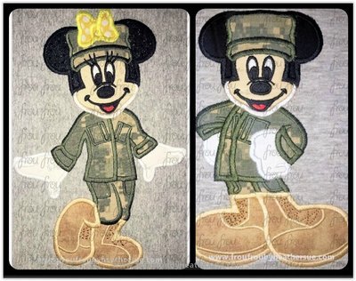 Military Fatigues Mister and Miss Mouse Full Body TWO Design SET Machine Applique Embroidery Design, Multiple Sizes 4