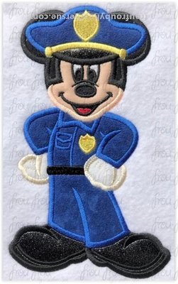 Police Officer Mister Mouse Full Body Machine Applique Embroidery Design, Multiple Sizes 4