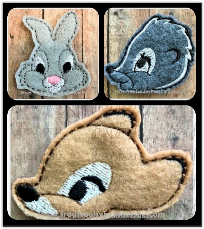 Clippies Baby Deer and Friends Head Design SET Machine Embroidery In The Hoop Project 1.5, 2, 3 and 4 inch