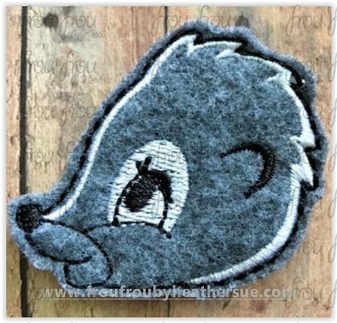 Clippie Flower Skunk Head Machine Embroidery In The Hoop Project 1.5, 2, 3 and 4 inch