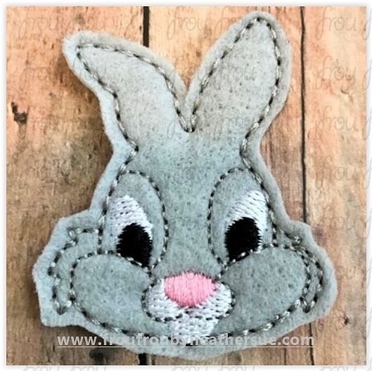 Clippie Bumper Rabbit Head Machine Embroidery In The Hoop Project 1.5, 2, 3 and 4 inch