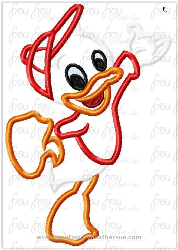 Dooey Duck full body Machine Applique Embroidery Design, Multiple Sizes- 4&quot;-16&quot;
