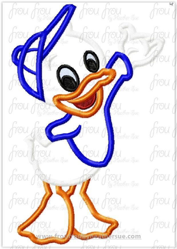 Louie Duck Full Body Machine Applique Embroidery Design, Multiple Sizes- 4&quot;-16&quot;