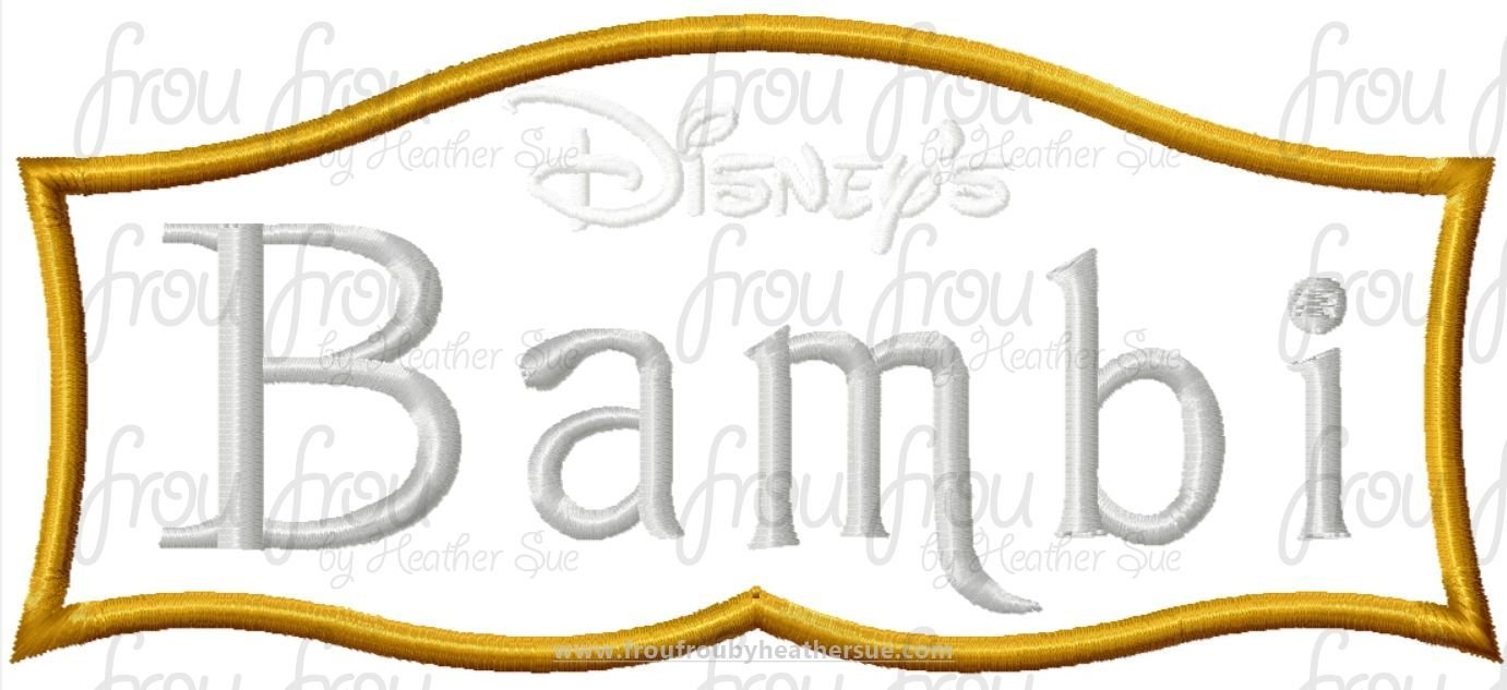 Baby Deer Movie Logo Machine Applique Embroidery Design, Multiple sizes including 4 inch