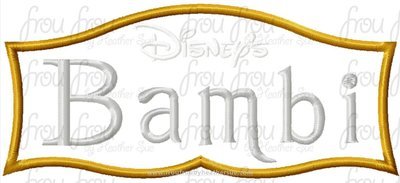 Baby Deer Movie Logo Machine Applique Embroidery Design, Multiple sizes including 4 inch