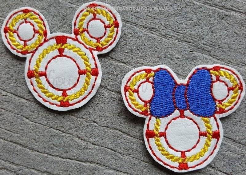 Clippie Life Preserver Mister and Miss Mouse Head  TWO Design SET Machine Embroidery In The Hoop Project 1.5, 2, 3, and 4 inch