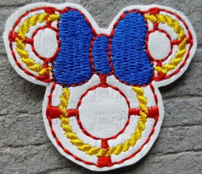 Clippie Life Preserver Miss Mouse Head  Machine Embroidery In The Hoop Project 1.5, 2, 3, and 4 inch