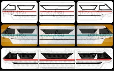 Monorail FOUR Machine Applique and Filled Embroidery Designs, Multiple sizes including 1.5&quot;-16&quot;